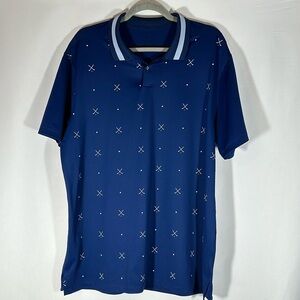 Nike Golf Dri-Fit Blue Golf Clubs Print Polo Shirt